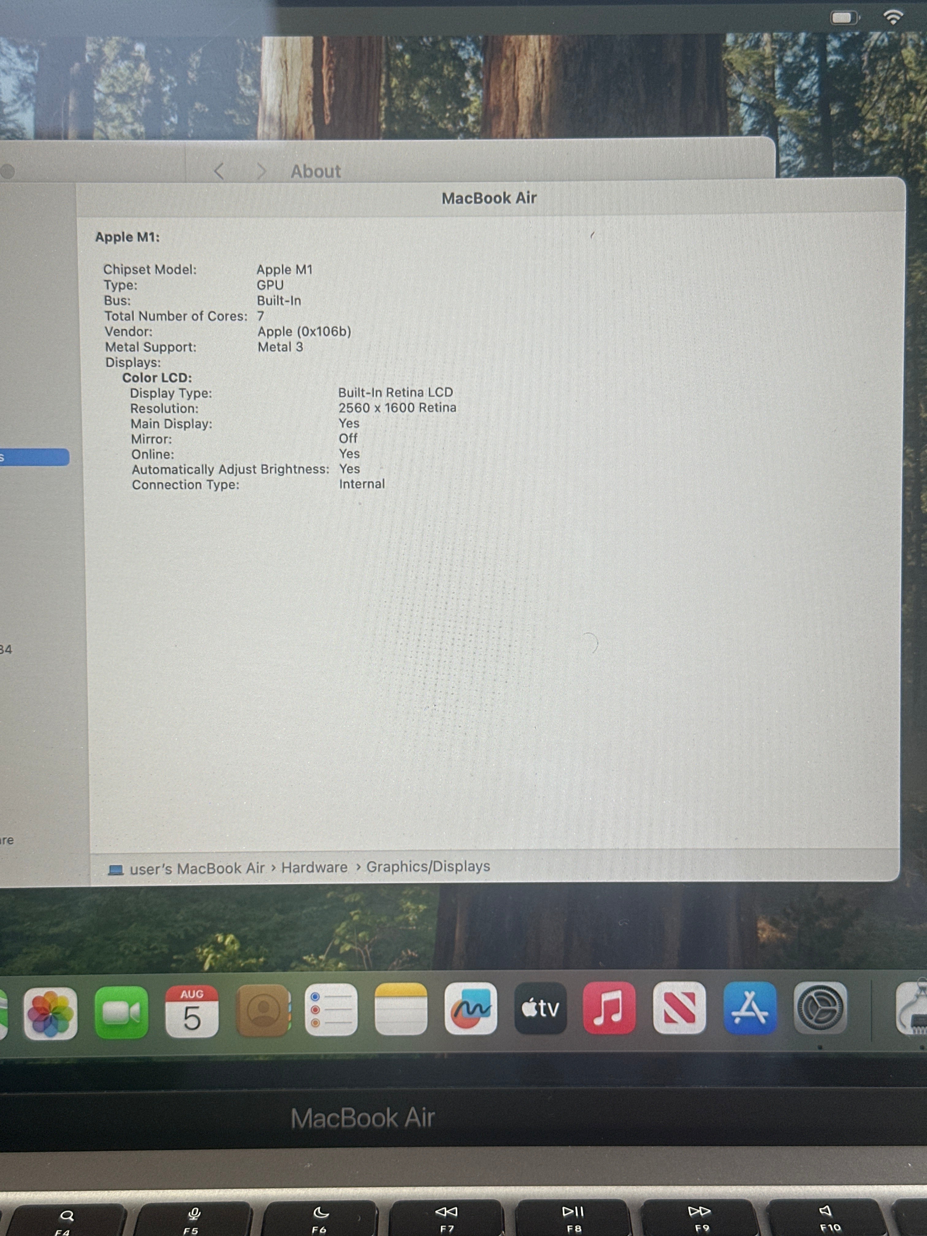 Apple MacBook Air 13-inch M1 A2337 2020 8GB 256GB BH 87% CC 251 Silver