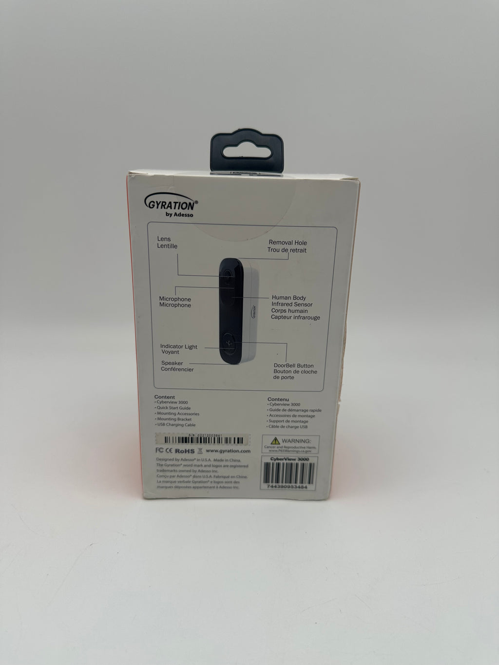 Gyration CyberView 3000 - 3MP Smart WiFi Doorbell - White - New In Box