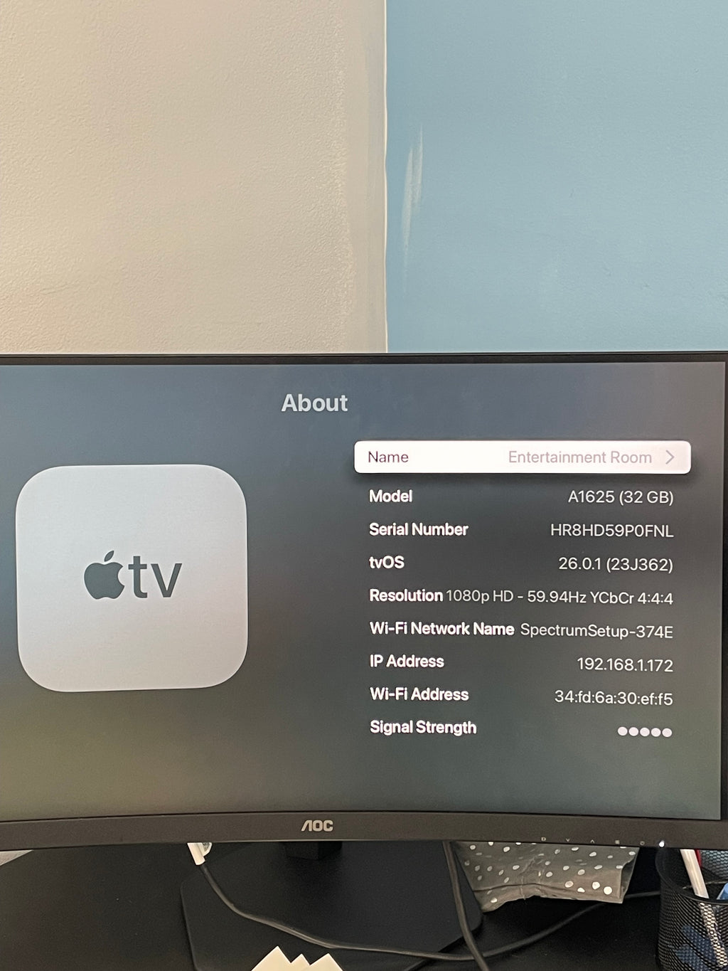Apple TV HD A1625 Media Streamer