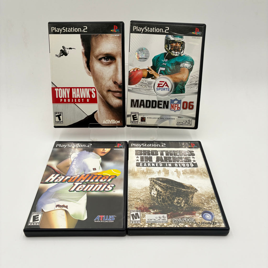 Playstation 2 Game Lot: Hard Hitter Tennis, Tony Hawk's Project 8, Madden 06, Brothers in Arms Earned in Blood