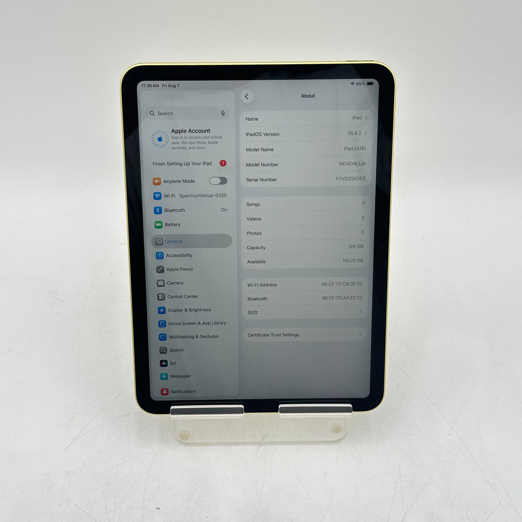 Apple iPad 11th Gen A3354 128GB Wi-Fi Yellow