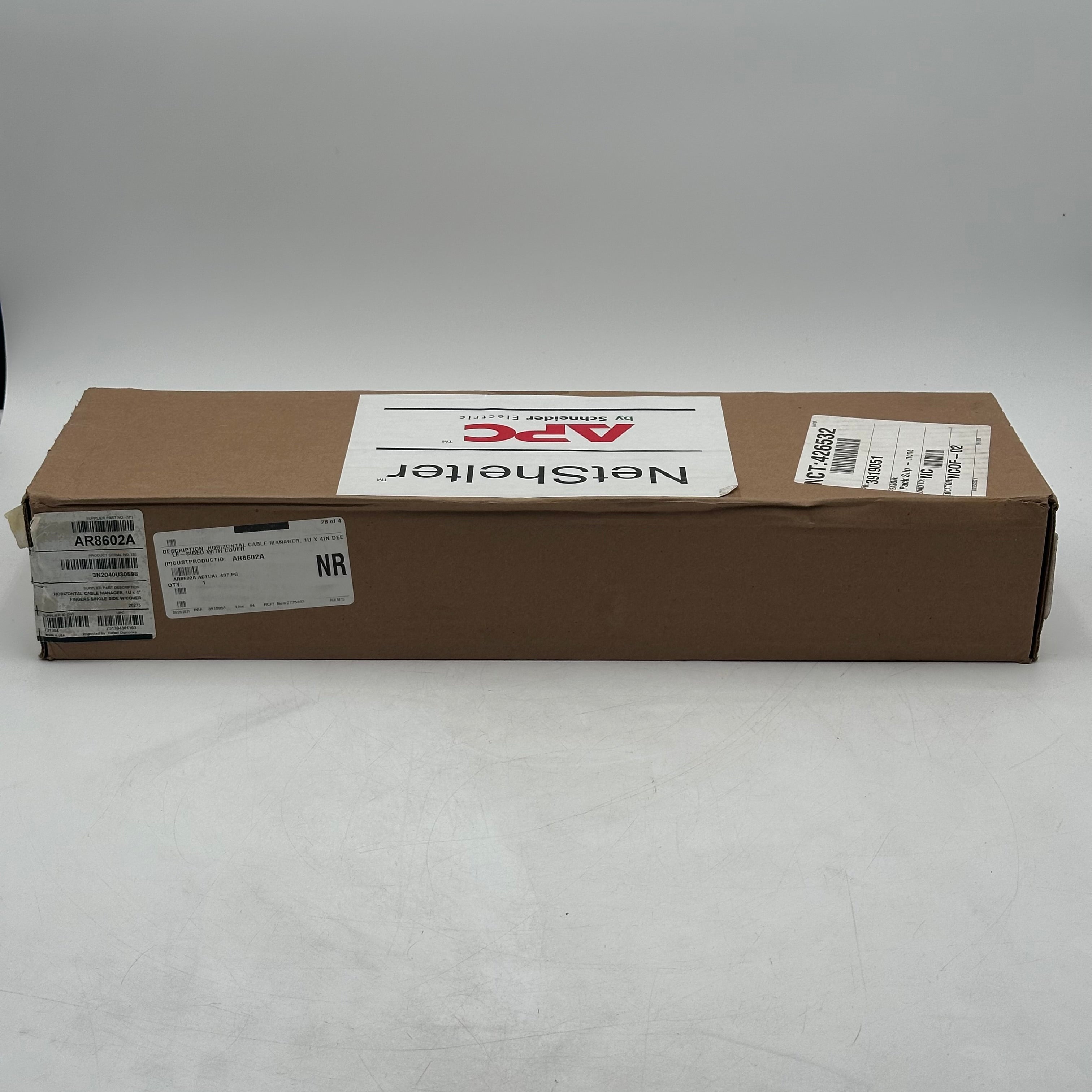 APC AR8602A Horizontal Cable Manager 1U x 4" Fingers Single Side w/Cover
