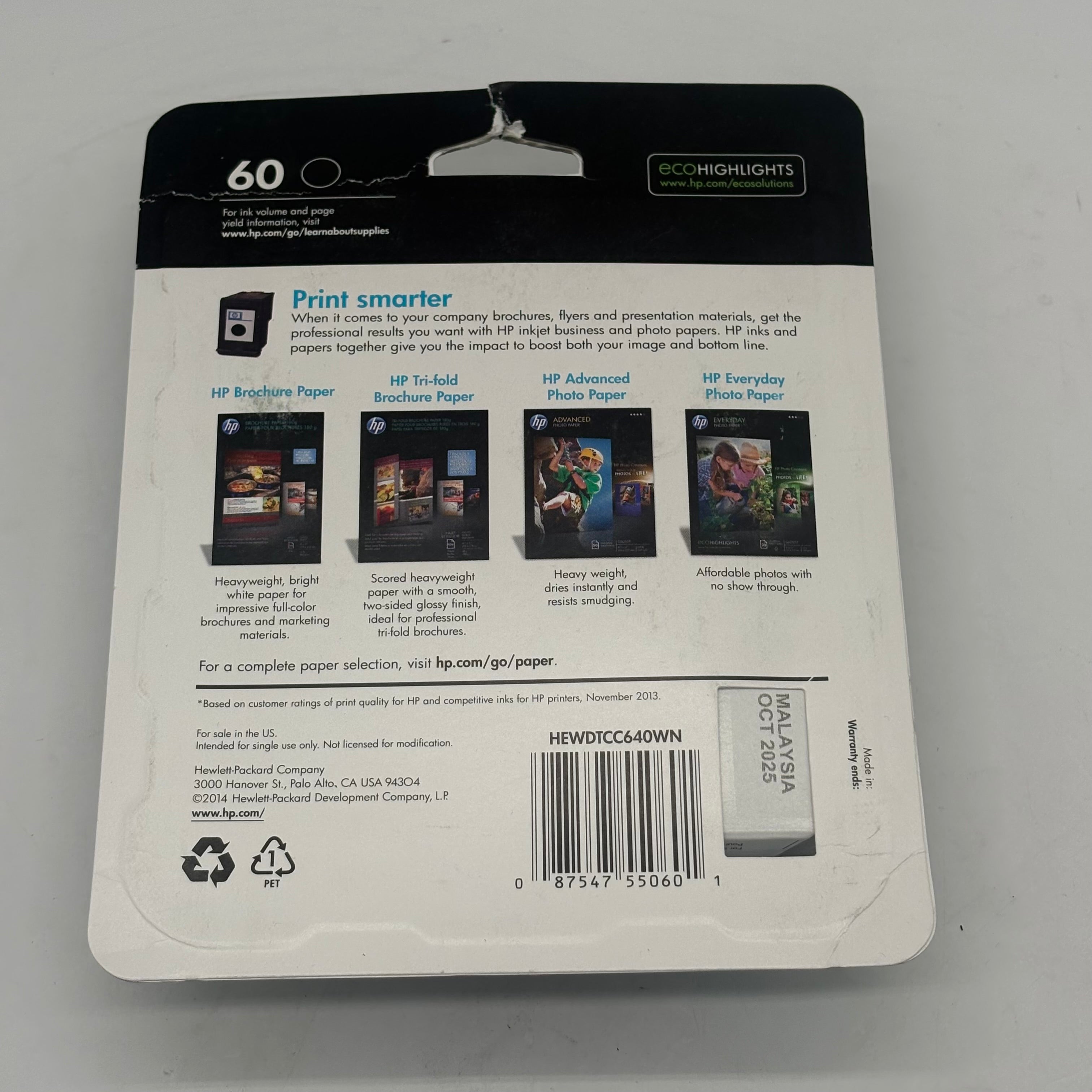 HP 60 Black Noir Ink Cartridge Replacement for HP901 Black