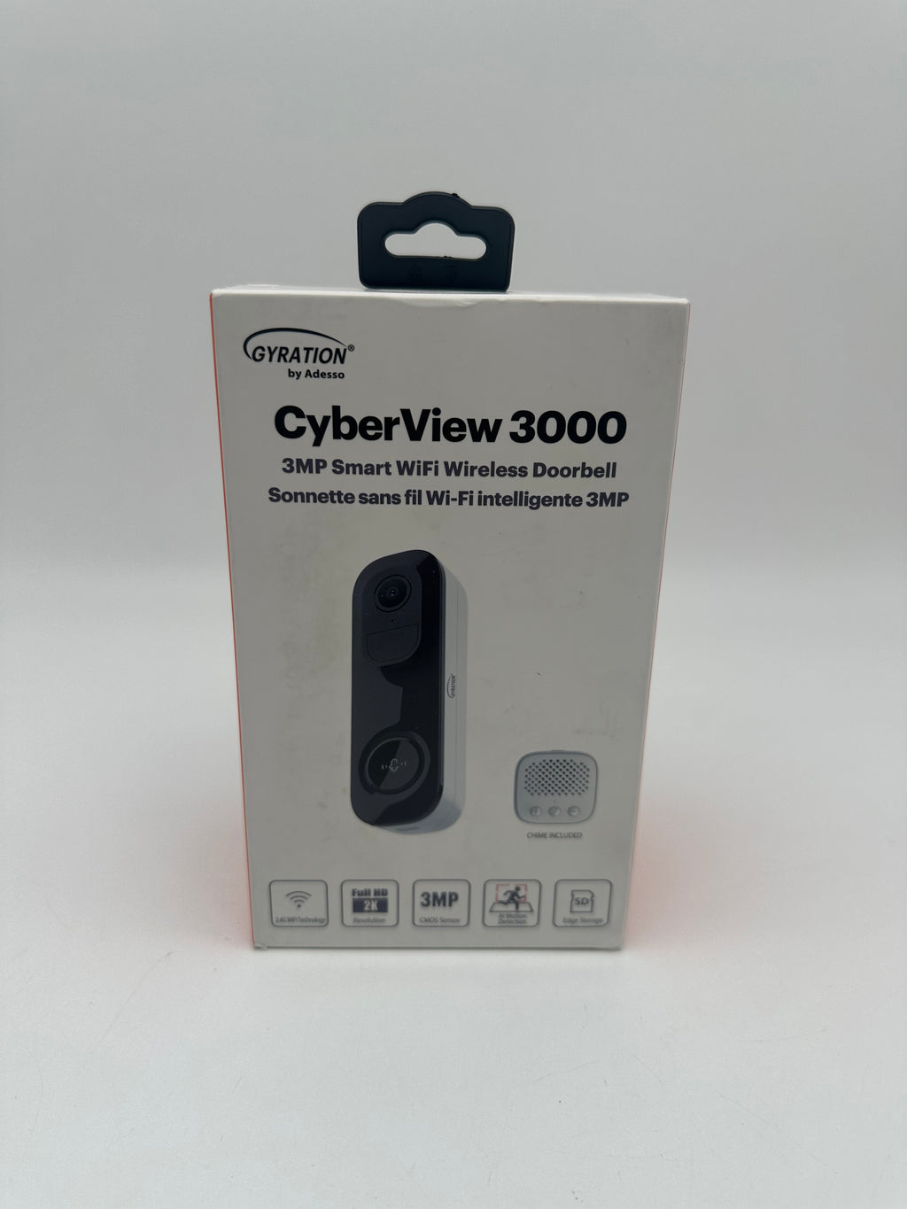 Gyration CyberView 3000 - 3MP Smart WiFi Doorbell - White - New In Box