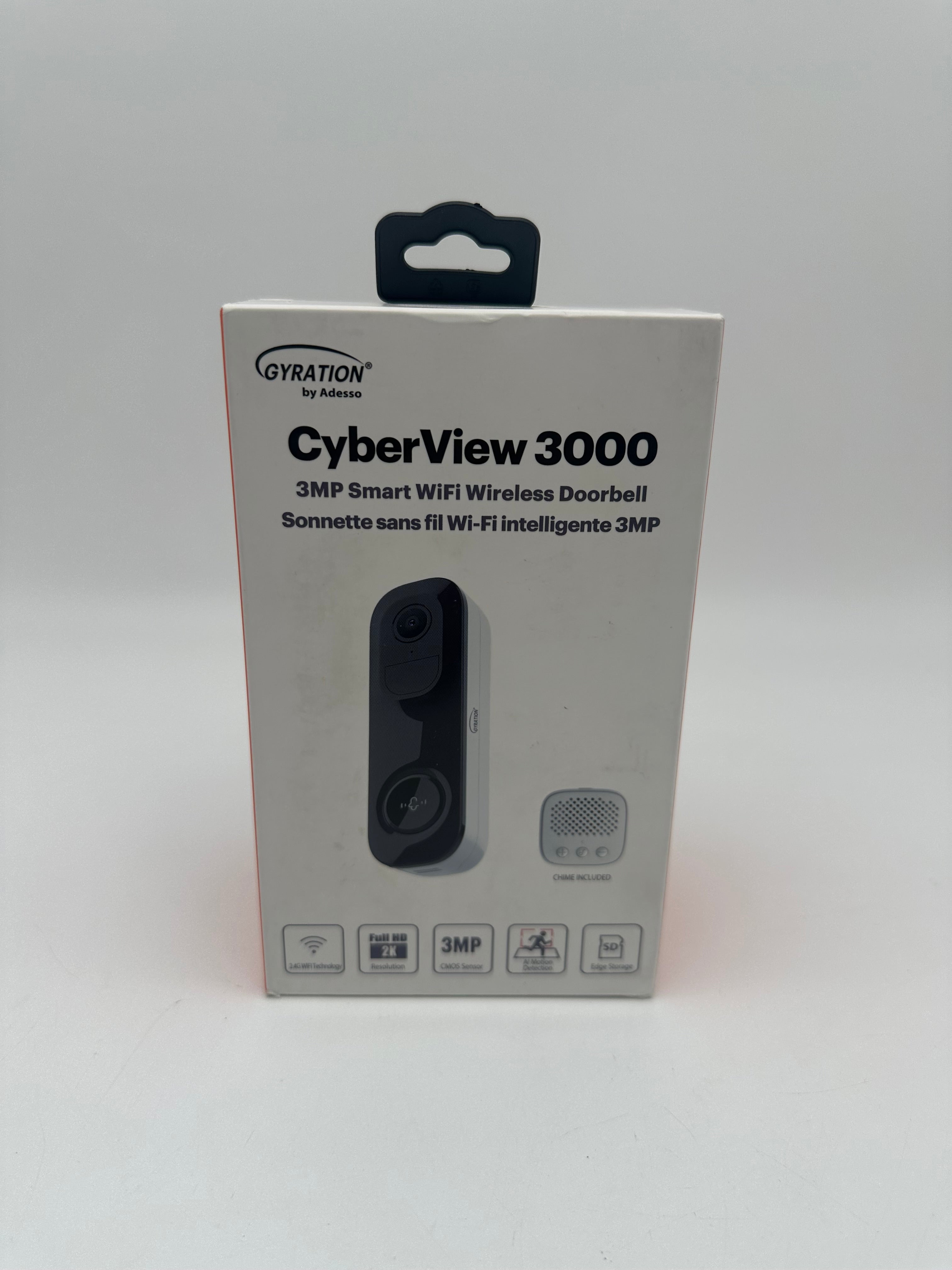 Gyration CyberView 3000 - 3MP Smart WiFi Doorbell - White - New In Box